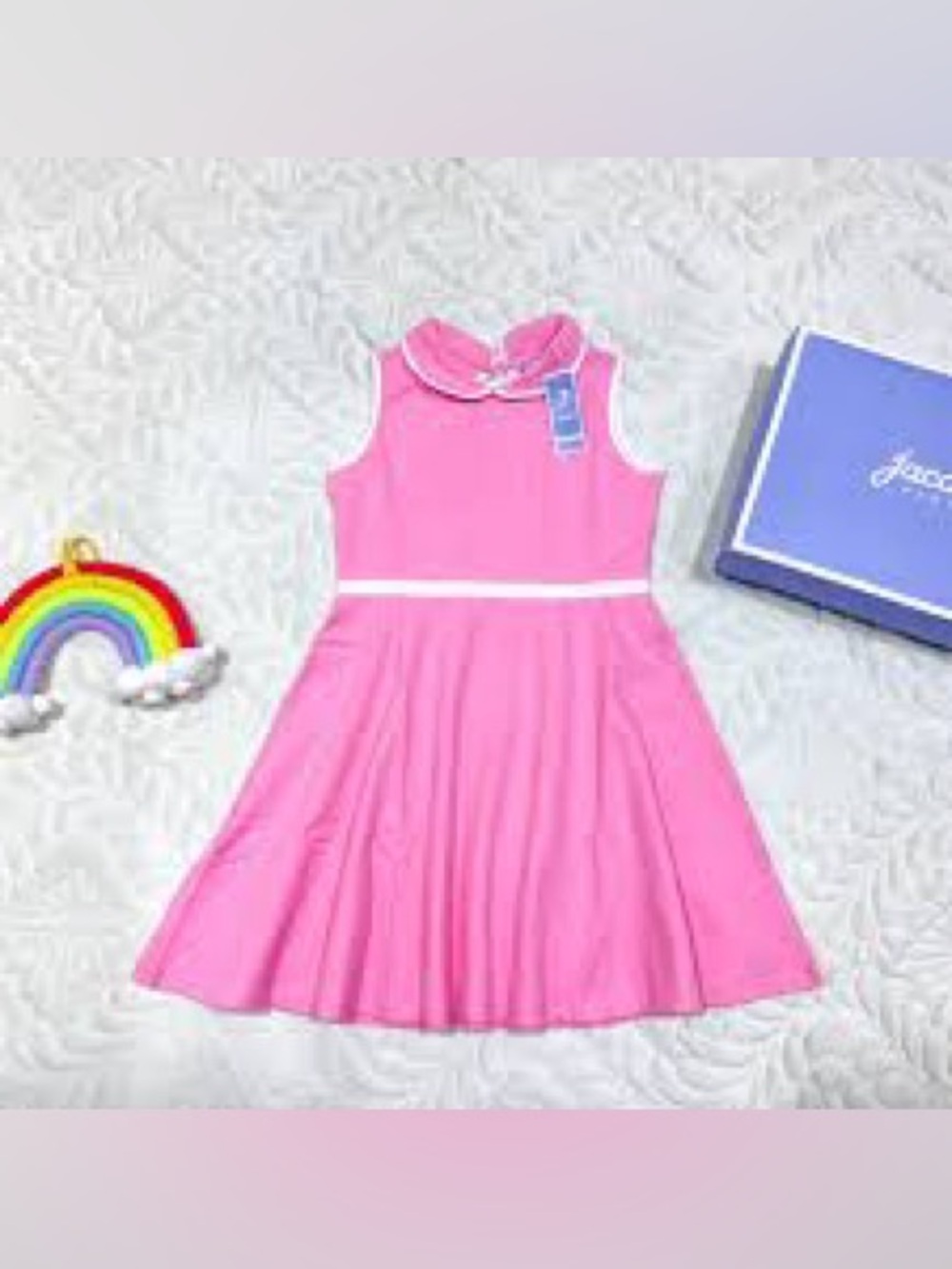 Jacadi Paris Pink Piqué Dress Peter Pan Collar 5A / Fits 4T